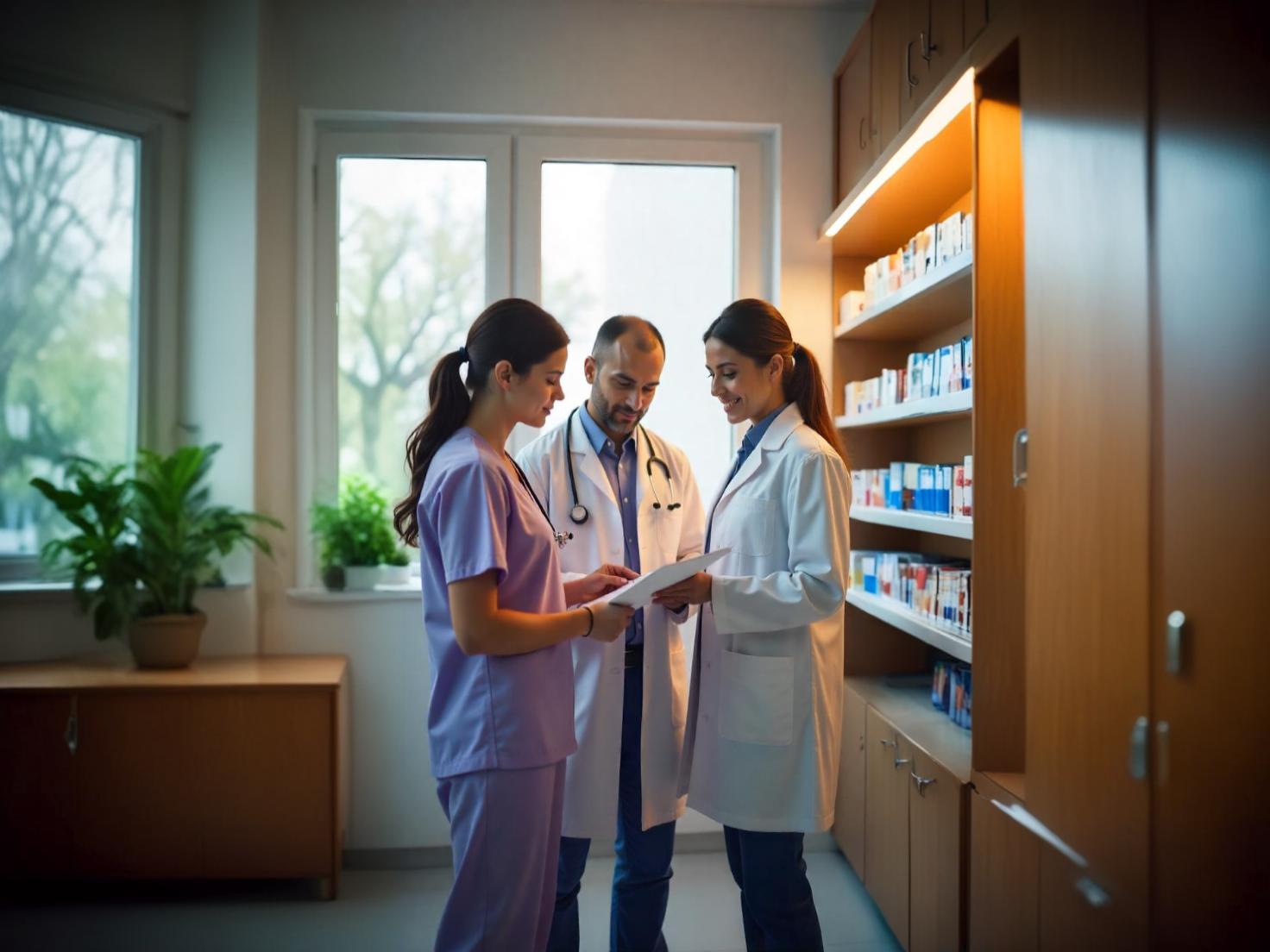 Healthcare professionals discussing patient care